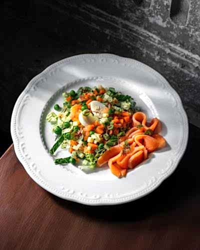 Оливье с форелью домашнего посола Оливье с форелью домашнего посола